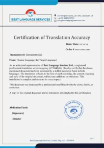 Certified document translation Nottingham