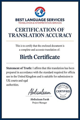Birth Certificate Translation Services